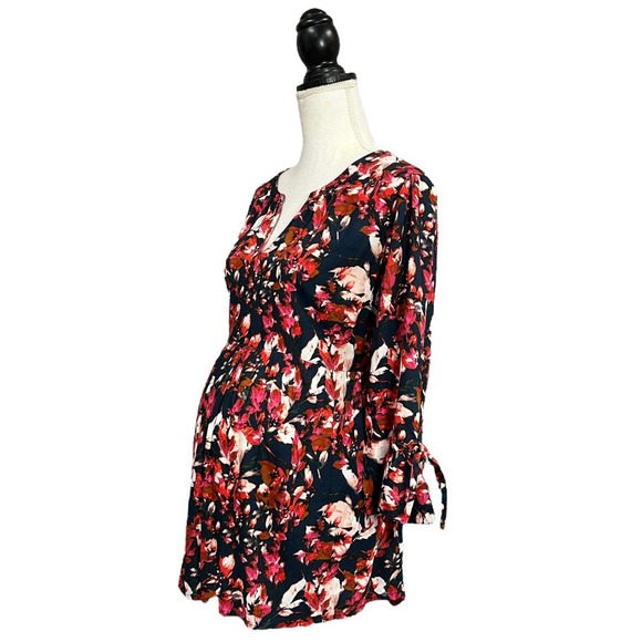 Motherhood Maternity NWT Floral Tie Waist Sleeve Large - Picture 3 of 10